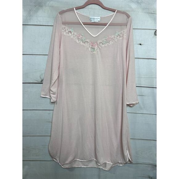 Miss Elaine Pink Nightgown Size Large Floral Details - Picture 1 of 6